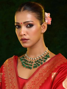 Ruby Raang Studio - Kundan and Emerald Collar Necklace