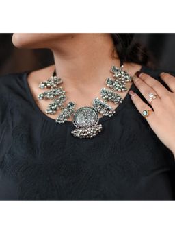 The Bling Girll - Antique Silver Statement Temple Necklace