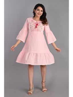 Do Dhaage - Pink Cotton Embroidered Dress