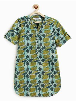 Campana - Girls Urvashi Pure Cotton Lotus Printed Kurta