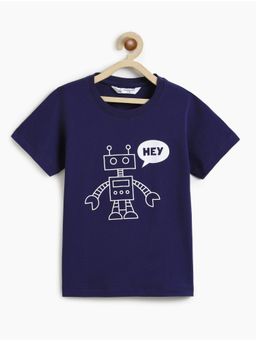 Campana - Boys Pure Cotton Robot Printed T-shirt - Navy Blue