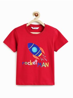 Campana - Boys Pure Cotton Rocketman Printed T-Shirt - Red
