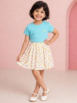Campana - Girls Pure Cotton Floral Printed T-shirt and Skirt