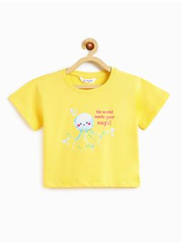 Campana - 100% Cotton Knit Sea Life Magic and Text Printed T-Shirt - Lemon Yellow