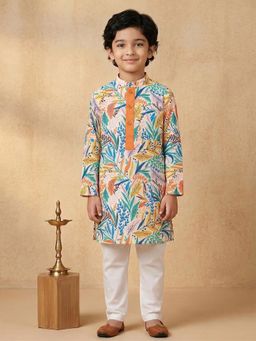 PSPeaches - Boys Multi-Color Ethnic Printed Straight Fit Kurta Rayon With Pyjama