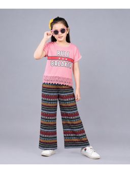 PLUM TREE - Girls Premium Cotton Top with lace and Straight Leg Pant