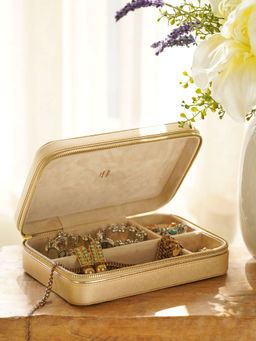 Pure Home + Living - Pink Rectangle Faux Leather Travel Jewellery Box