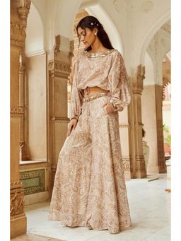 Nikita Vishakha - Beige Peplum Top with Pant (Set of 2)