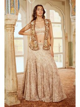 Nikita Vishakha - Beige Blouse with Skirt and Jacket (Set of 3)