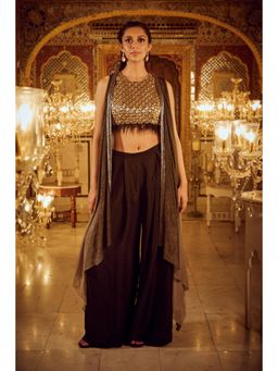Nikita Vishakha - Brown Blouse with Pant and Cape (Set of 3)