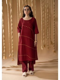 Banana Labs - Trail Maroon Kurta with Slip (Set of 2)