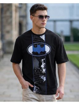 Bewakoof - Dc Black Batman Logo Graphic Printed Oversized T-Shirt