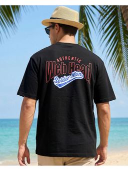 Bewakoof - Marvel Jet Black Spiderman Typography Oversized T-Shirt