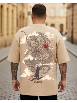 Bewakoof - Ginger Root Brown Slayer Graphic Printed Oversized Plus Size T-Shirt