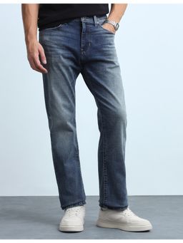 Flying Machine - F Jango Straight Fit Whiskered Blue Jeans
