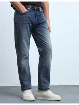 Flying Machine - Freddie Straight Fit Whiskered Blue Jeans