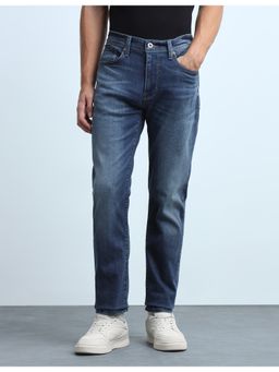 Flying Machine - Freddie Slim Straight Fit Whiskered Blue Jeans