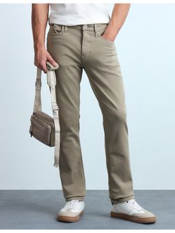 Flying Machine - Freddie Slim Straight Fit Mid Rise Khaki Jeans