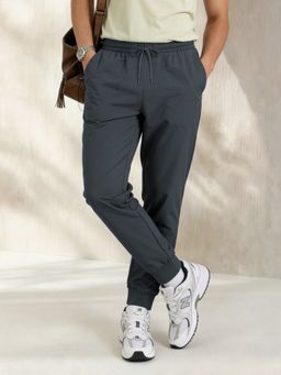 DaMENSCH - Navy Blue Microfibre Solid Joggers