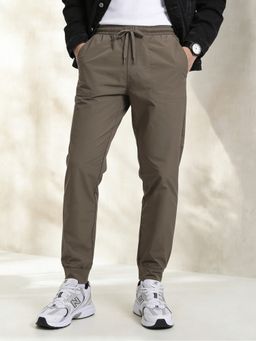 DaMENSCH - Brown Microfibre Solid Joggers