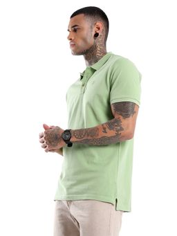 WROGN - Mint Green Pure Cotton Solid Polo T-Shirt