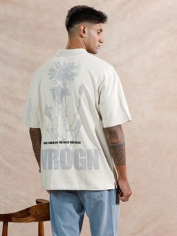 WROGN - Beige Pure Cotton Typography Polo T-Shirt
