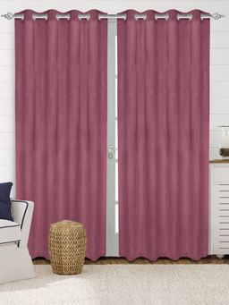 Saral Home - Saralhome LA CRME Plain Velvet Long Door Curtain 1pc Rose (4x9 Feet)