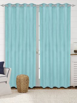 Saral Home - Saralhome LA CRME Plain Velvet Long Door Curtain 1pc Teal (4x9 Feet)