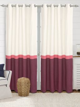 Saral Home - Saralhome Awning Cotton Long Door Curtains 2pc Maroon (4x9 Feet)