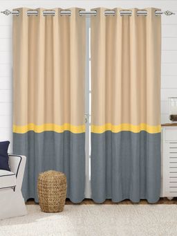 Saral Home - Saralhome Awning Cotton Long Door Curtains 2pc Dk Grey (4x9 Feet)