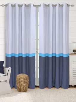 Saral Home - Saralhome Awning Cotton Long Door Curtains 2pc Lt Grey (4x9 Feet)