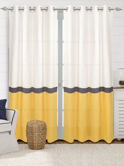 Saral Home - Saralhome Awning Cotton Long Door Curtains 1pc Yellow (4x9 Feet)
