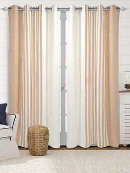 Saral Home - Saralhome Balanced Cotton long Door Curtain 1pc Beige (4x9 Feet)