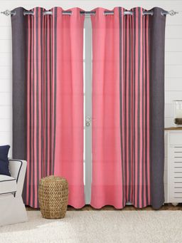 Saral Home - Saralhome Balanced Cotton long Door Curtain 2pc Brown (4x9 Feet)