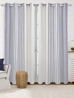 Saral Home - Saralhome Balanced Cotton long Door Curtain 2pc Grey (4x9 Feet)