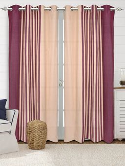 Saral Home - Saralhome Balanced Cotton long Door Curtain 2pc Maroon (4x9 Feet)