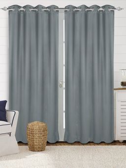 Saral Home - Saralhome Blackout Velvet Long Door Curtain 2pc Grey (4x9 Feet)