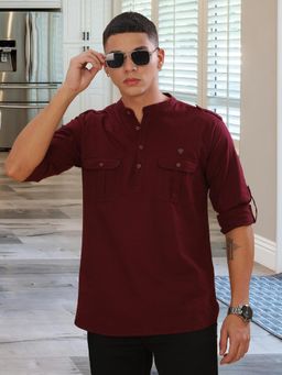 KUONS AVENUE - Purple Men's Cotton Short Pathani Kurta