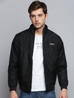 SHOWOFF - Men's Solid Mock Collar Black Padded Jacket