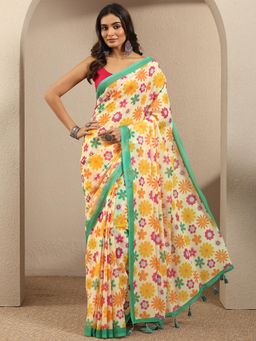 Libas - Floral Georgette Saree With Unstitched Blouse
