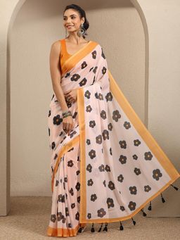 Libas - Floral Georgette Saree With Unstitched Blouse