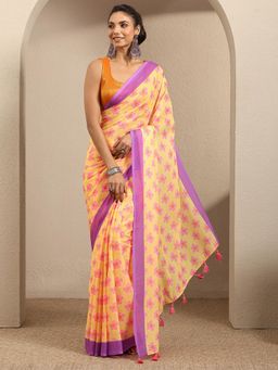 Libas - Mustard Georgette Saree With Unstitched Blouse