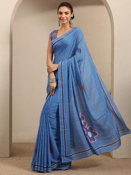 Libas - Cotton blend Saree With Unstitched Blouse
