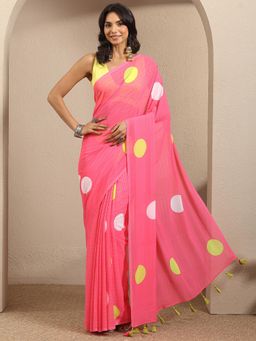 Libas - Pink Georgette Saree With Unstitched Blouse