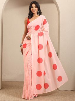 Libas - Peach Georgette Saree With Unstitched Blouse