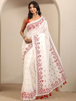 Libas - Printed cotton blend Saree With Unstitched Blouse