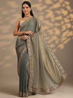 Libas - Embellished Silk blend Saree With Unstitched Blouse