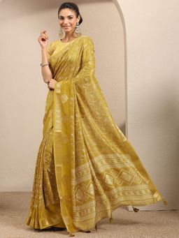 Libas - Printed Silk blend Saree With Unstitched Blouse
