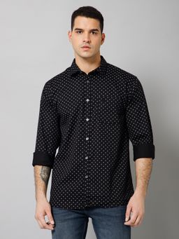 Cantabil - Men Casual Black Full Sleeves Shirt
