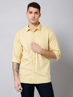 Cantabil - Men Casual Yellow Full Sleeves Shirt